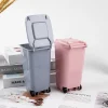Solid Color Roller Trash Cans
