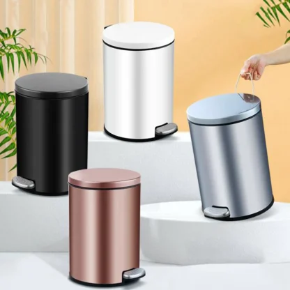 Round Durable Step-on Trash Cans - Image 5