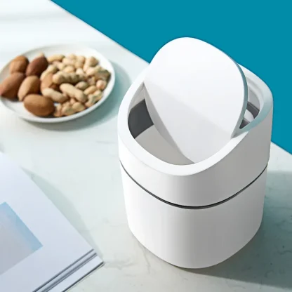 Small Desktop Push Lid Trash Can - Image 3