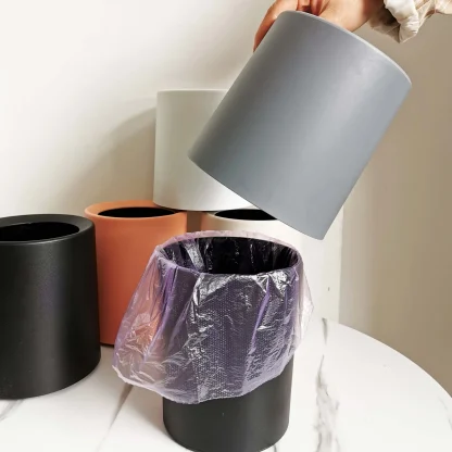 Minimalist Round Solid Trash Can - Image 5