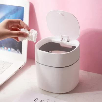 Small Desktop Push Lid Trash Can - Image 4