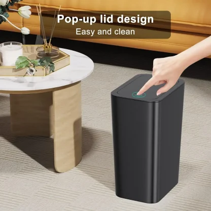 Push Top Lid Slim Trash Can - Image 2