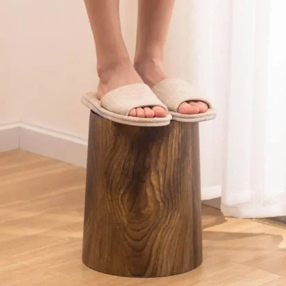 Wood Print Round Trash Can - Image 2