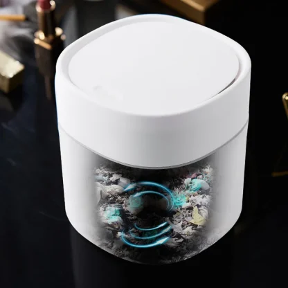 Small Desktop Push Lid Trash Can - Image 5