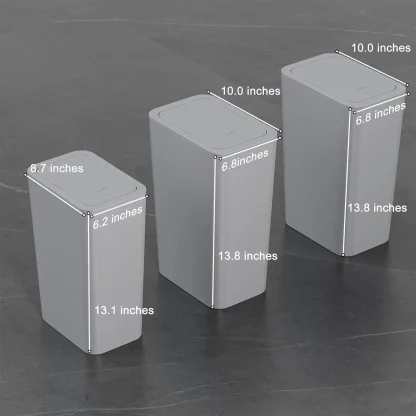 Push Top Lid Slim Trash Can - Image 6