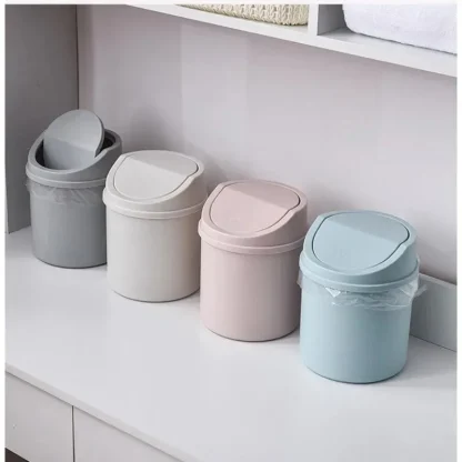 Mini Desktop Swing Lid Trash Cans - Image 4