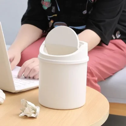 Mini Desktop Swing Lid Trash Cans - Image 2