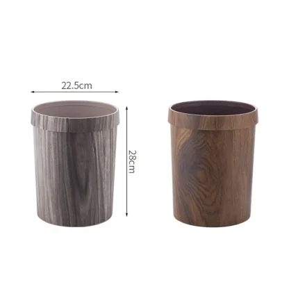 Wood Print Round Trash Can - Image 7