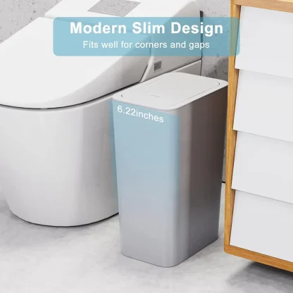 Push Top Lid Slim Trash Can - Image 3
